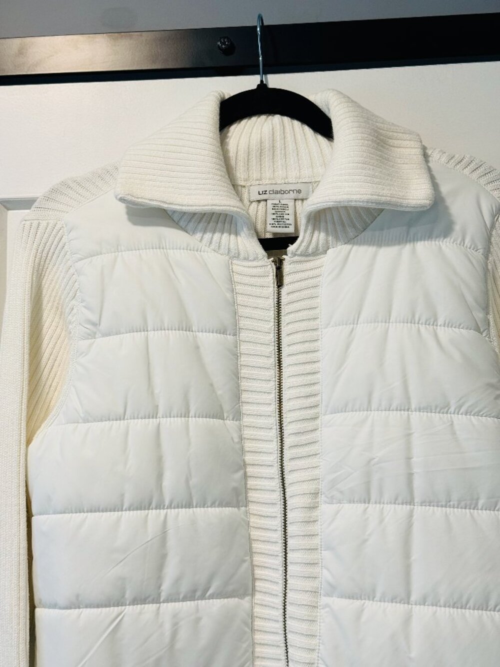 Liz Claiborne Sweater-Style Coat With Puffer Front & Sweater Collar